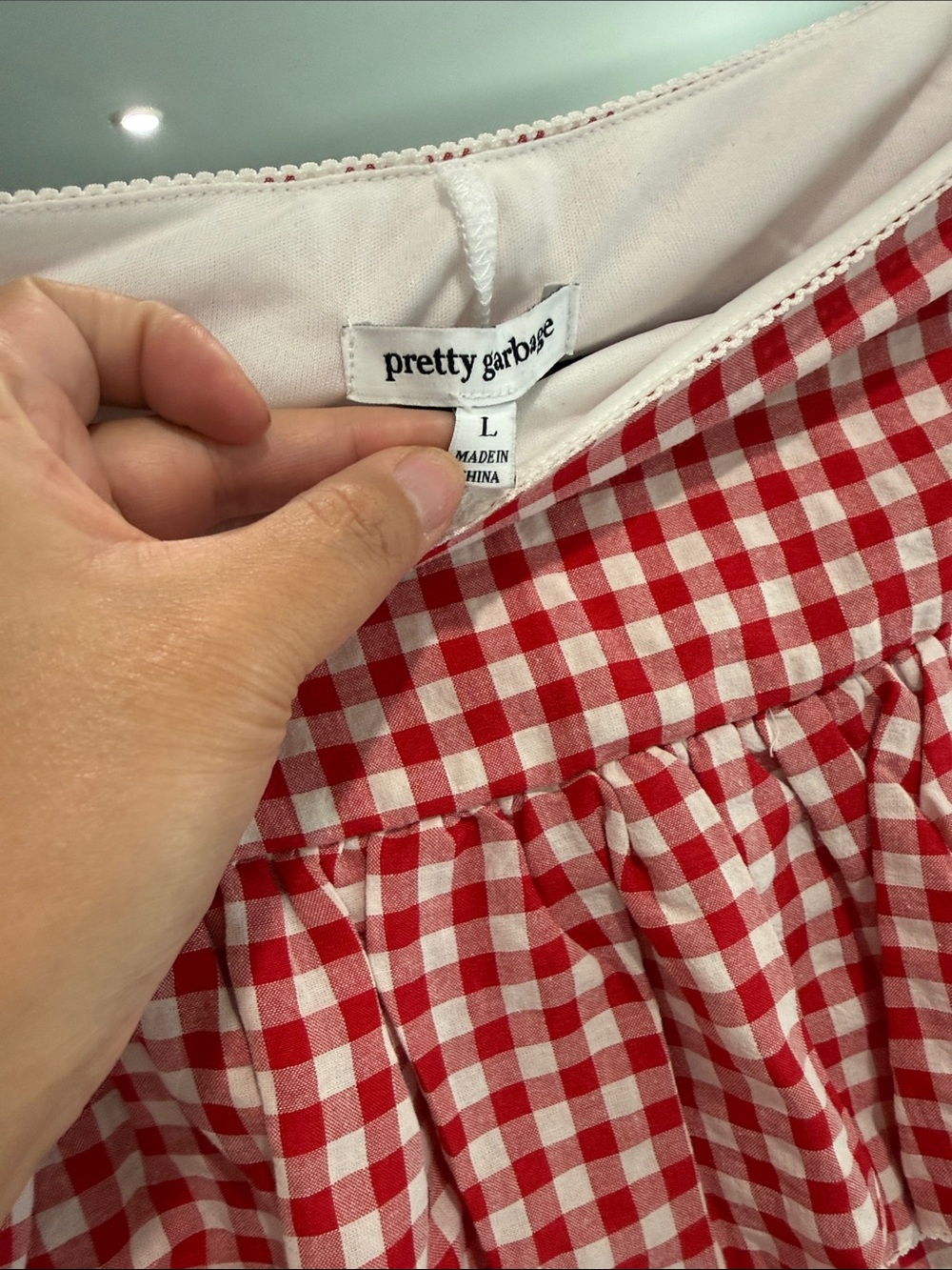 Red Gingham Ruffled Mini Skort - Picture 2 of 4